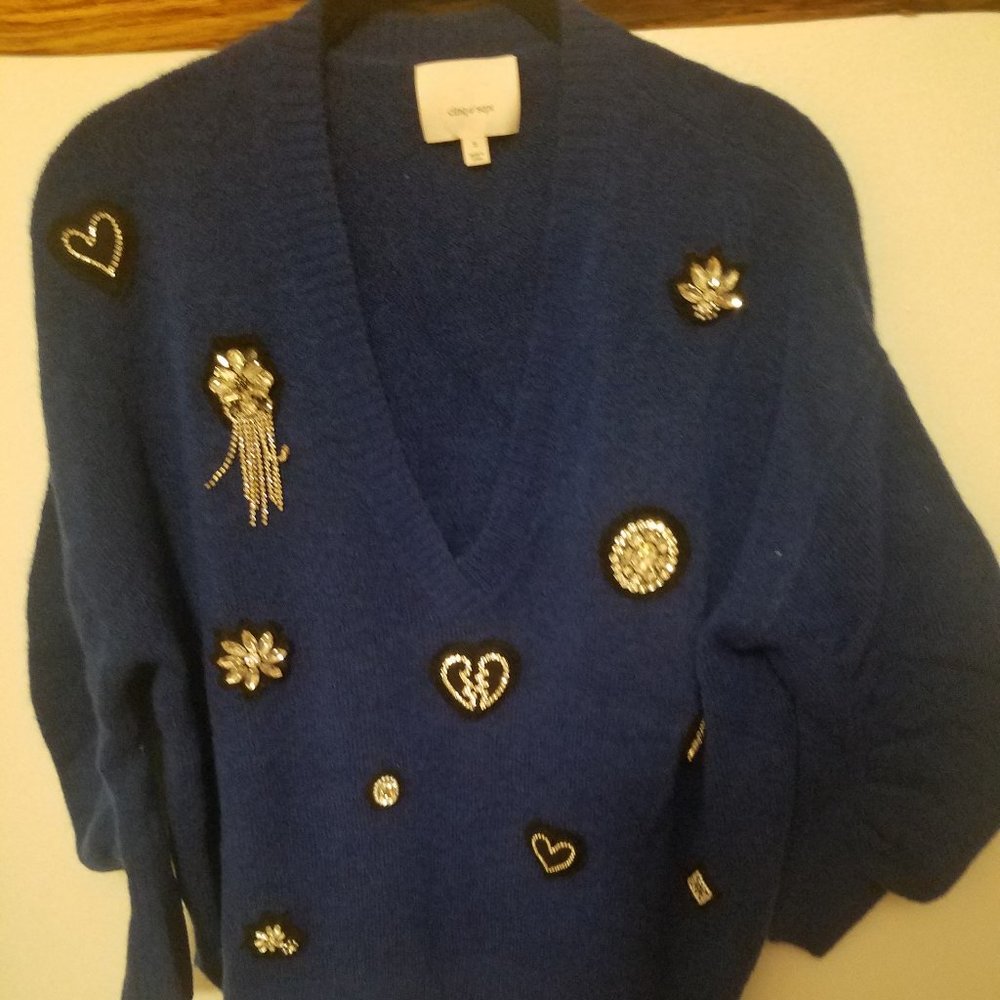 cinq a sept rhinestone sweater